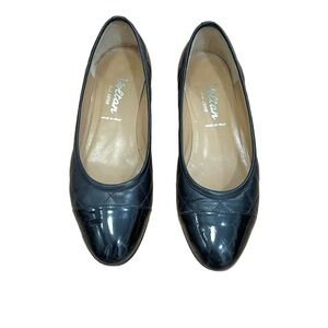 Voltan 1898 Black Patent Quilted Ballet Flats